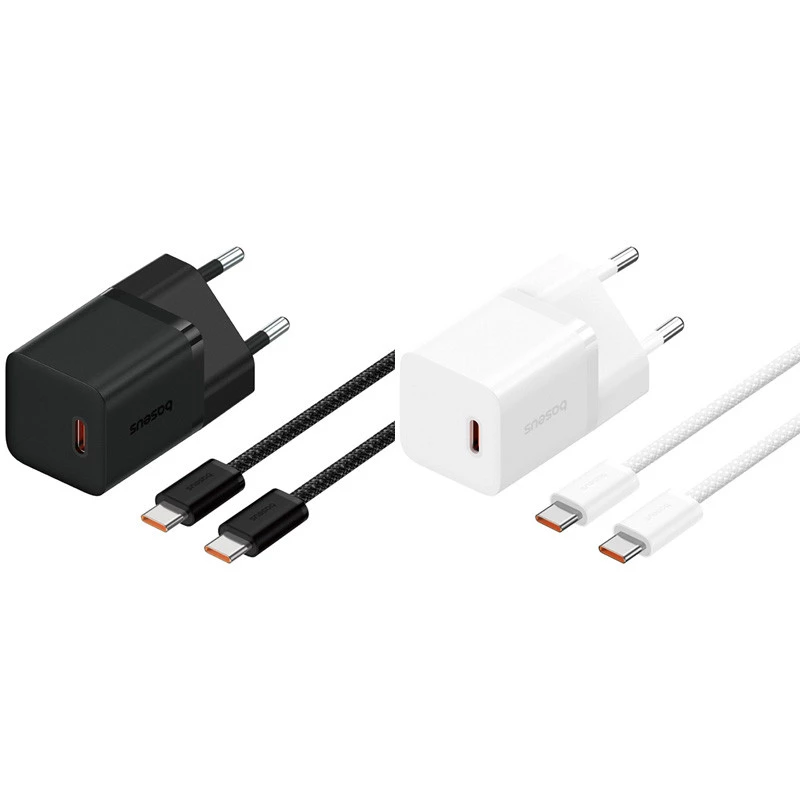 МЗП Baseus GaN5 Fast Charger (mini) 30W (1USB-C) + кабель Type-C to Type-C (P10110902) фото 1 з 1
