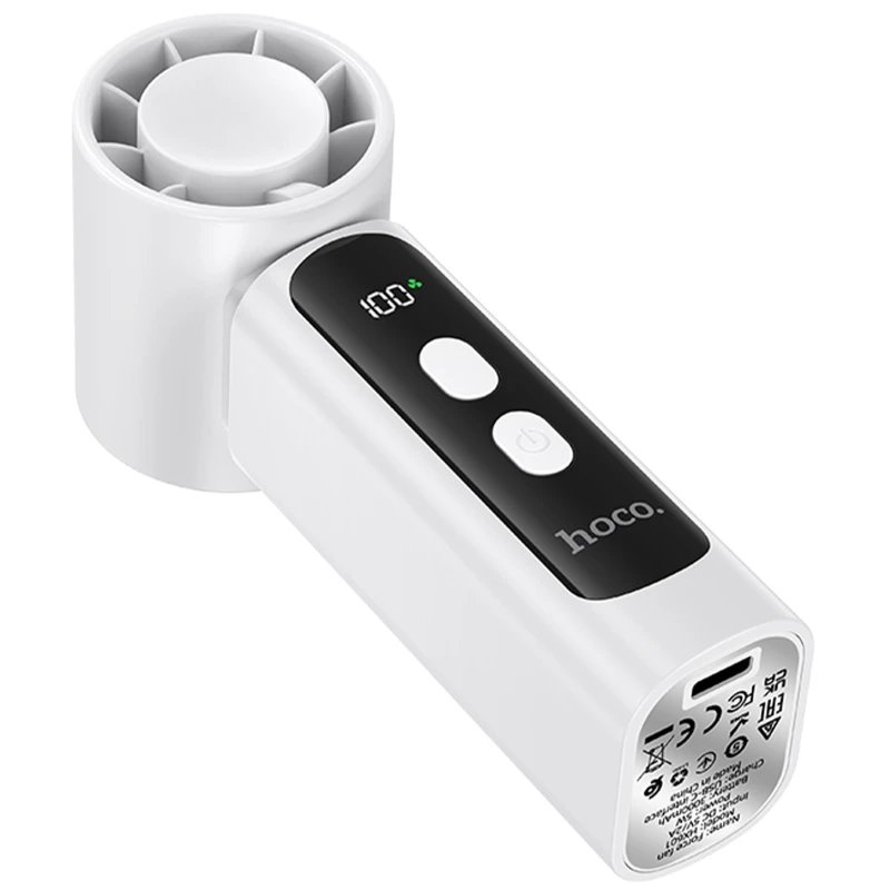 Портативний вентилятор Hoco HX601 handheld folding fan 3000 mAh – White. Фото 4 з 5