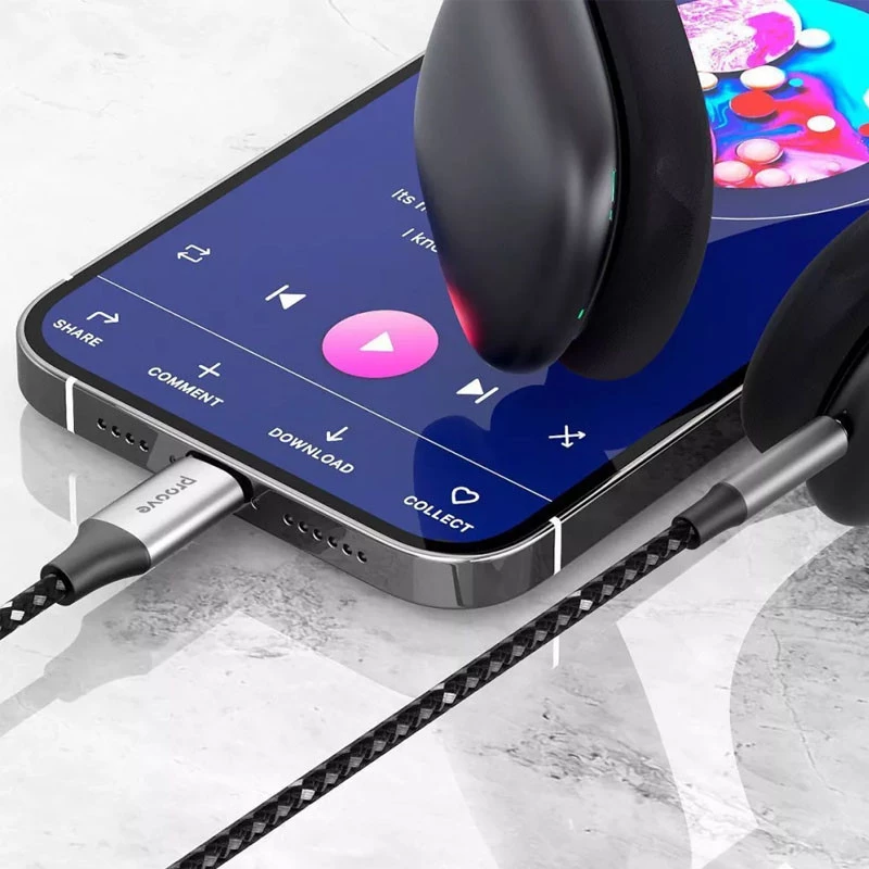 Аудио кабель Aux Proove SoundMesh Lightning to 3.5mm (1m) – Gray. Фото 2 из 3