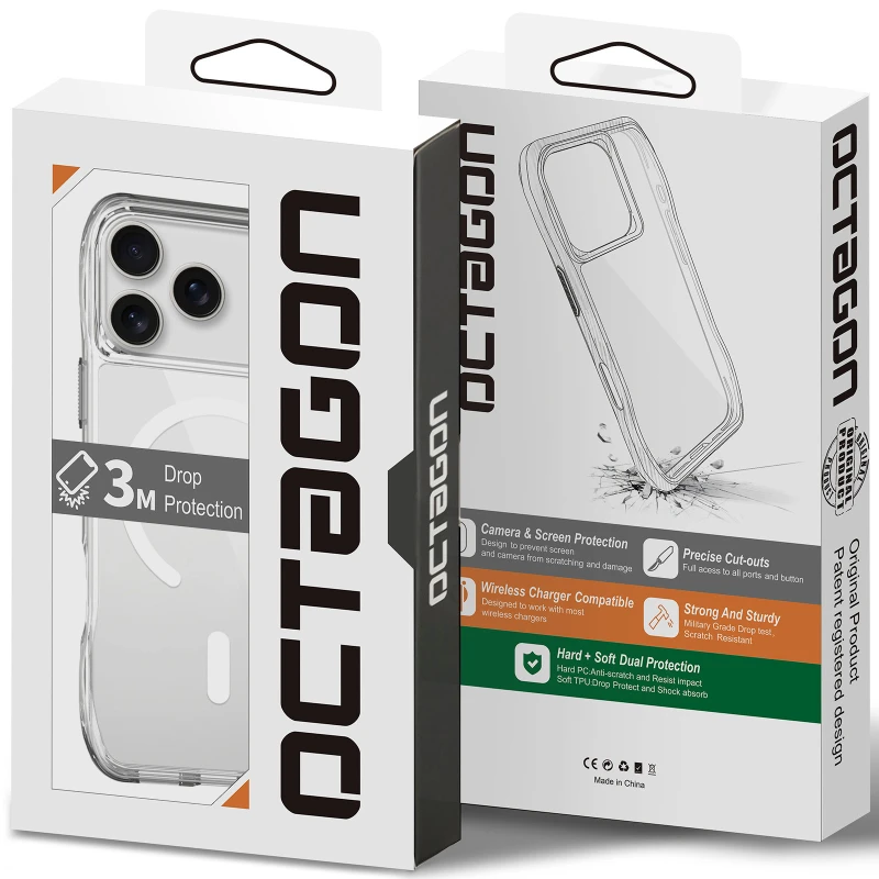 Чохол TPU Octagon with MagSafe для Apple iPhone 17 Pro Max (6.9") – Clear. Фото 5 з 5