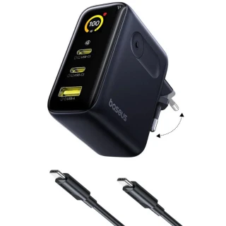 МЗП Baseus PicoGo AE21 Fast Charger 100W (1USB-A/2C) + кабель Type-C to Type-C (E0121B) фото 1 з 5
