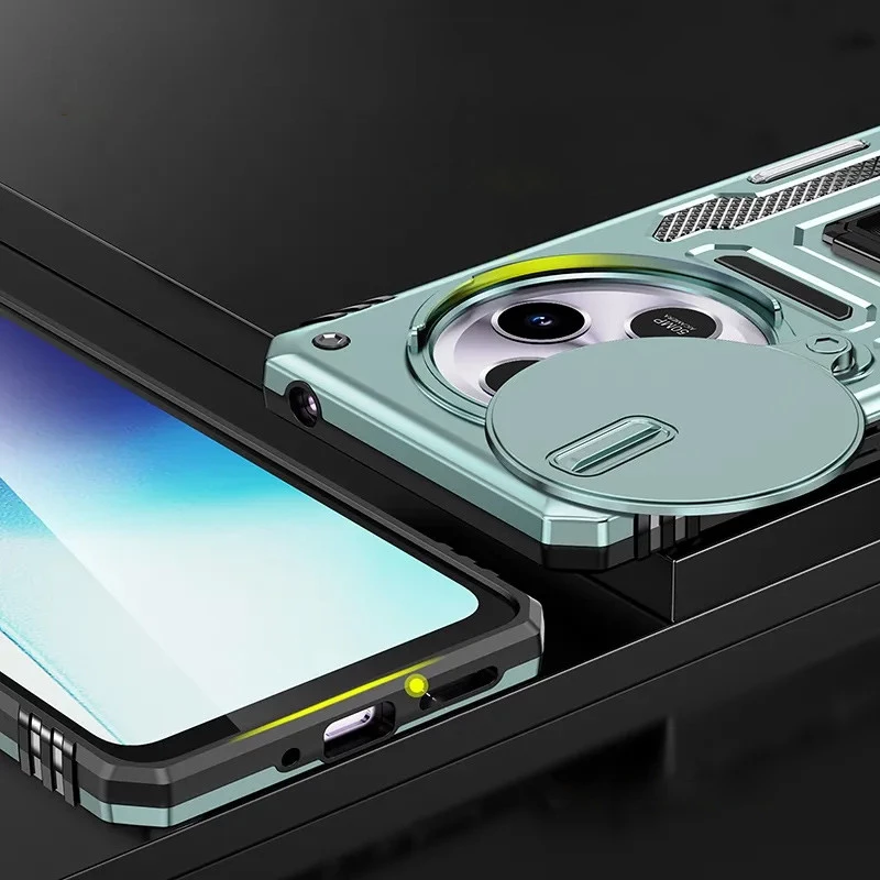 Ударостійкий чохол Square Ring зi шторкою на камеру на Xiaomi Poco C75 – Зелений / Light Green. Фото 3 з 5