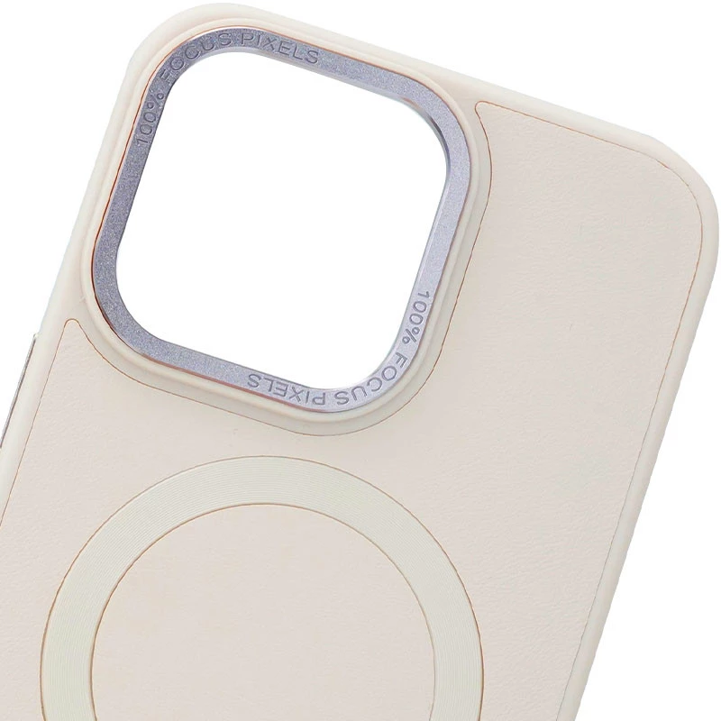 Кожаный чехол Bonbon с металлическими кнопками и MagSafe на Apple iPhone 15 (6.1") – Розовый / Light pink. Фото 4 из 10