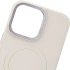 Кожаный чехол Bonbon с металлическими кнопками и MagSafe на Apple iPhone 15 (6.1") – Розовый / Light pink. Фото 4 из 10
