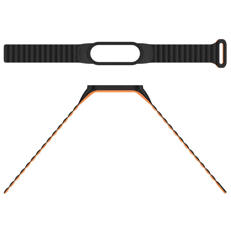 Ремінець Dual-color Magnetic для Xiaomi Mi Band 7/6/5/4/3 – Black / Orange. Фото 4 з 4
