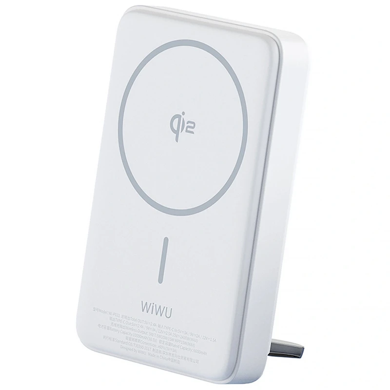 Портативний ЗП Power Bank WIWU Wi-P031 Magnetic з БЗП Qi2 30W 10000 mAh – White. Фото 3 з 7