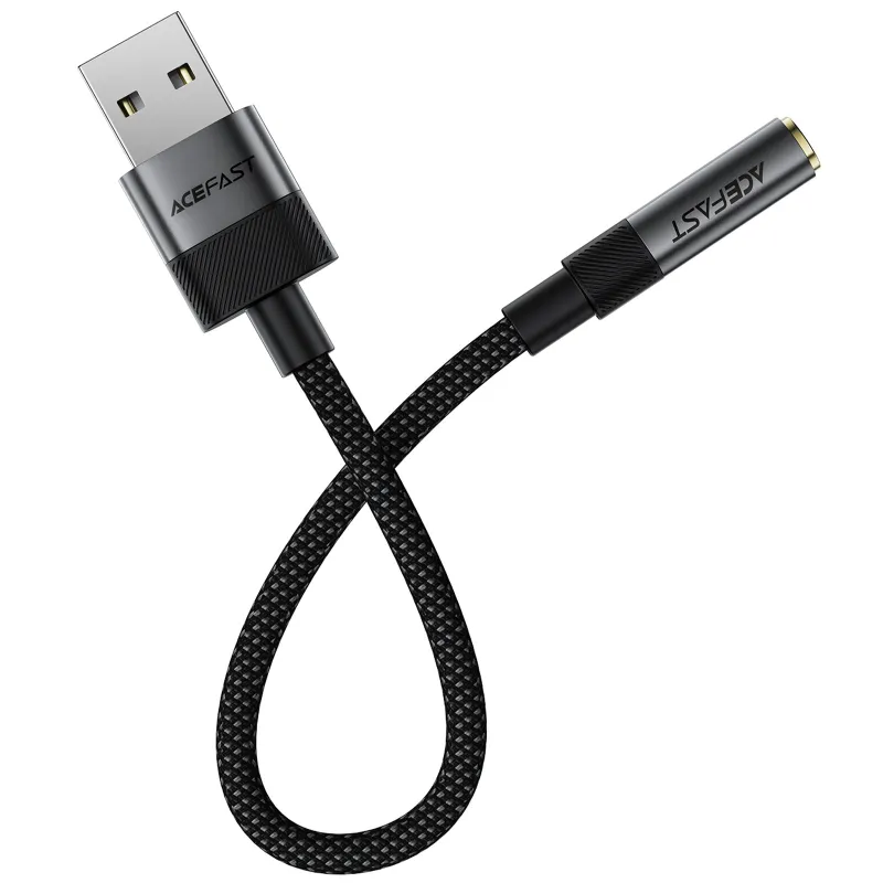Перехідник Acefast J13 USB male to AUX 3.5mm female – Black. Фото 4 з 5