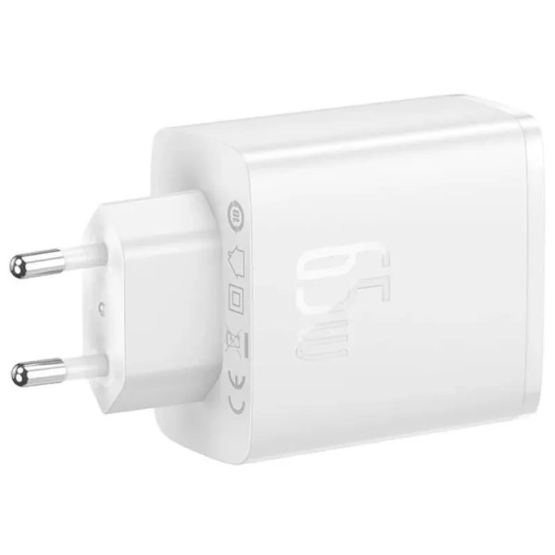 МЗП Baseus Cube Pro Fast Charger PD65W (1USB-A/2C) (P10111404) – Moon White. Фото 3 з 5