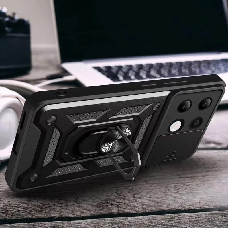 Ударопрочный чехол Ummi Camshield Serge Ring (in box) для Xiaomi Poco M6 Pro 4G – Черный. Фото 5 из 8