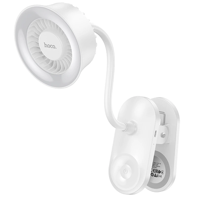 Портативний вентилятор Hoco HX610 handheld folding fan 1800 mAh – White. Фото 4 з 6