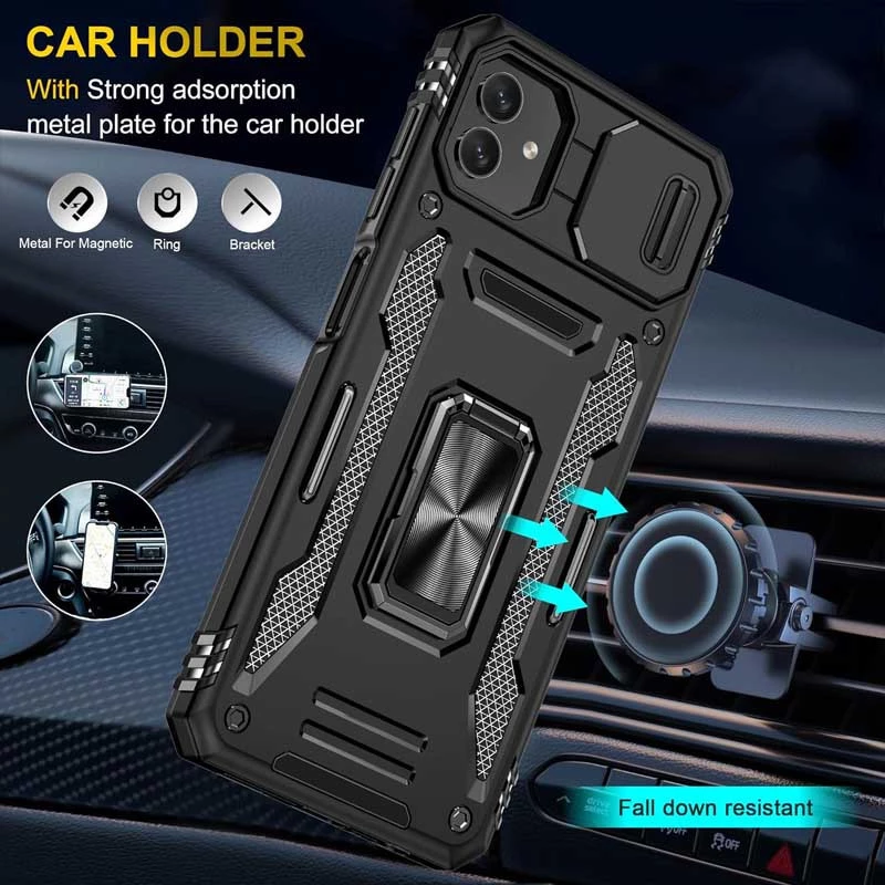 Ударостійкий чохол Square Ring зi шторкою на камеру на Samsung Galaxy A06 – Чорний / Black. Фото 4 з 6