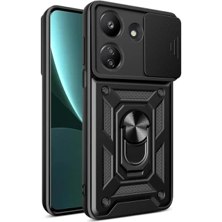 Ударопрочный чехол Serge Ring с защитой камеры для Xiaomi Poco C65 — Черный