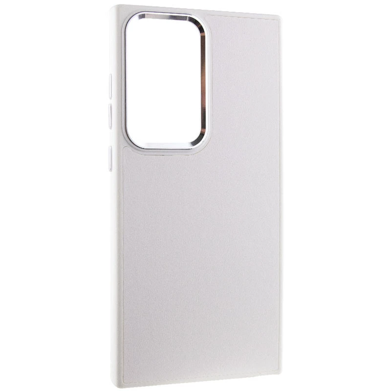 Кожаный чехол Bonbon с металлическими кнопками Samsung Galaxy S22 Ultra – Белый / White. Фото 3 из 6