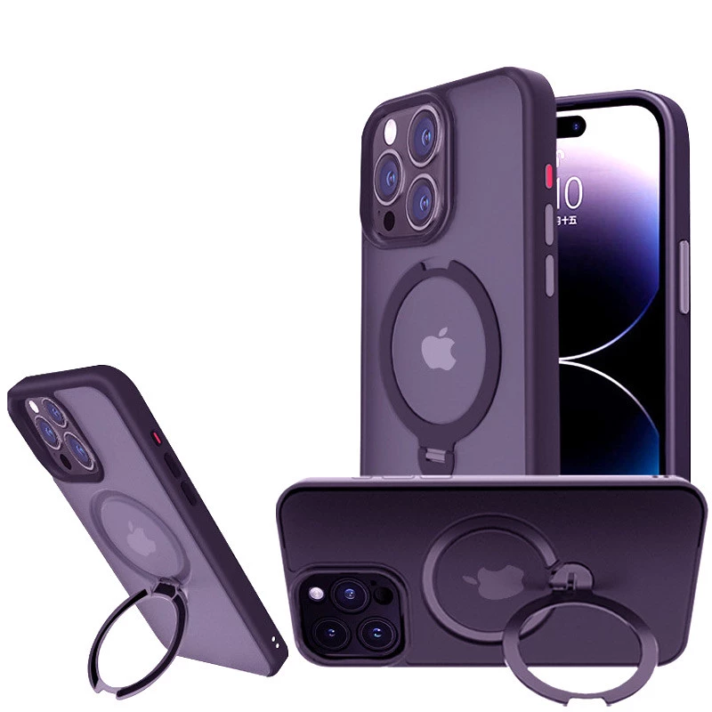 Кольоровий TPU+PC з металевими кнопками, кільцем та MagSafe на Apple iPhone 15 Pro (6.1") – Purple. Фото 6 з 11