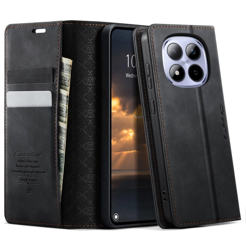 Шкіряний чохол-книжка CaseMe Velvet Matte для Xiaomi Redmi Note 15 Pro+ 5G – Black. Фото 3 з 6
