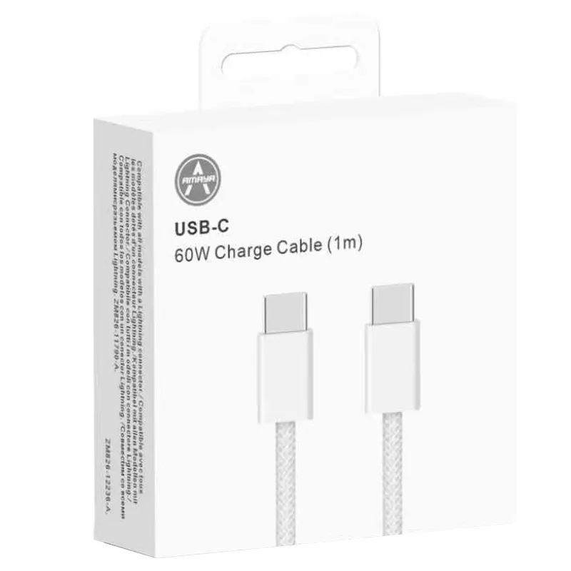 Дата кабель Amaya AD60CC Type-C to Type-C 60W (1m) – White. Фото 2 з 2