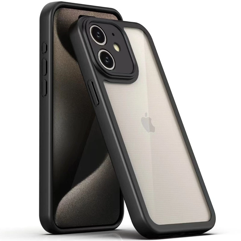 

Прозрачный силиконовый чехол с цветной окантовкой для Apple iPhone 12 (6.1") (Black)