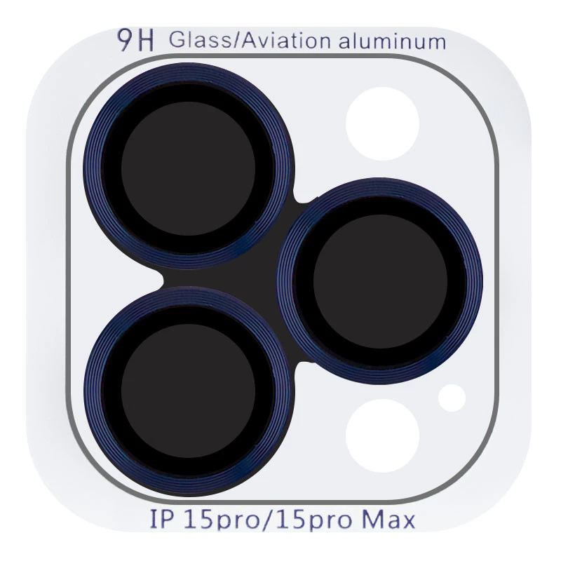 Металлическое защитное стекло на камеру для Apple iPhone 15 Pro Max (6.7") – Синий / Dark Blue. Фото 3 из 8