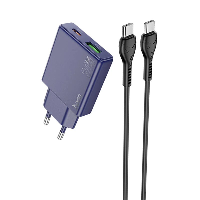 

МЗП Hoco N45 Biscuit PD30W+QC3.0 + Type-C to Type-C (Titanium blue)
