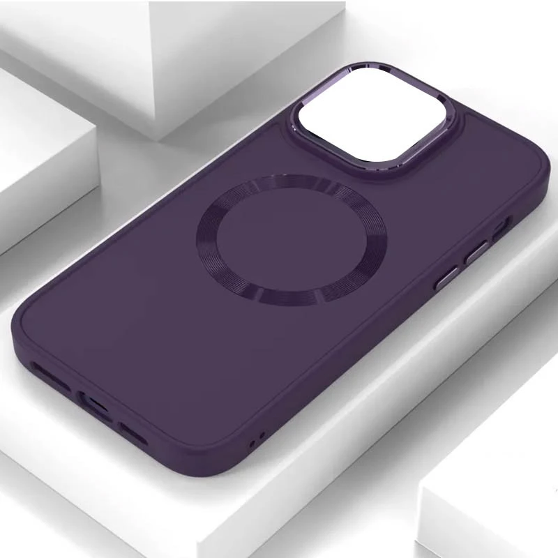 TPU чохол Bonbon з металевими кнопками та MagSafe на Apple iPhone 14 (6.1") – Фіолетовий / Dark Purple. Фото 11 з 12