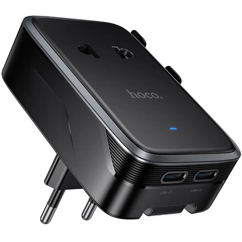 Сетевой универсальный переходник Hoco AC35 Capaz 15W + 1USB-A/2C – Black. Фото 5 из 6