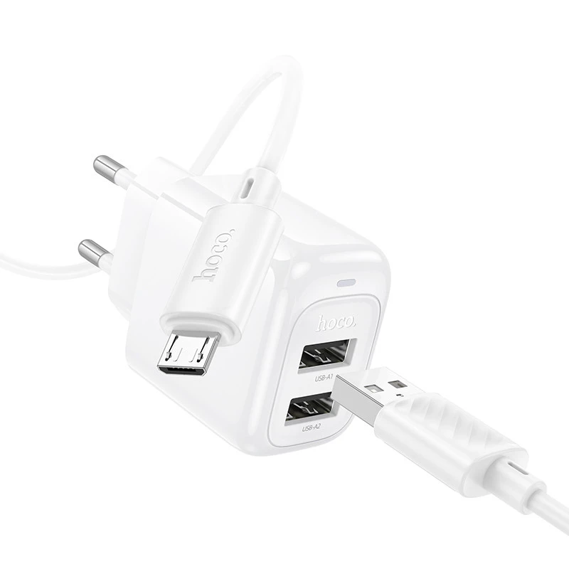 МЗП Hoco CS51A Surplus (2USB-A) + MicroUSB – White. Фото 4 з 8