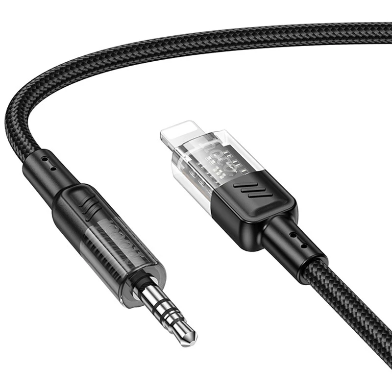 Аудио кабель Aux Hoco UPA27 Spirit transparent (Lightning to AUX 3.5mm) (1.2m) – Black. Фото 4 из 6
