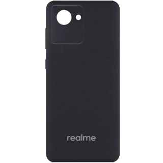 Чехол Silicone Case с закрытым низом и защитой камеры для Realme C30 — Черный / Black