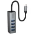 Переходник HUB Hoco HB1C 4in1 (Type-C to 4xUSB 3.0) (0.2m) – Metal gray. Фото 5 из 7