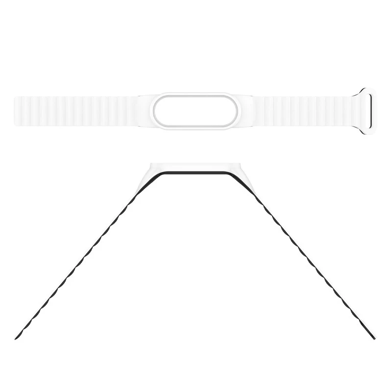 Ремінець Dual-color Magnetic для Xiaomi Mi Band 7/6/5/4/3 – White / Black. Фото 4 з 4
