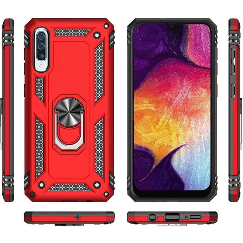 Протиударний чохол Serge Ring з кільцем на Samsung Galaxy A50 (A505F) / A50s / A30s – Червоний. Фото 3 з 6