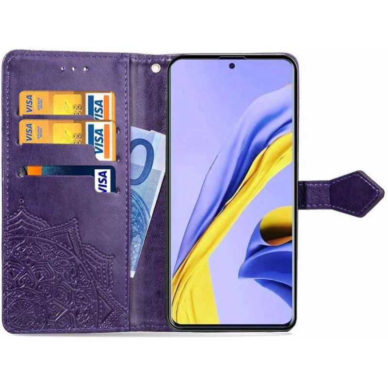 Кожаный чехол-книжка Art Case с визитницей для Samsung Galaxy A71 – Фиолетовый. Фото 2 из 7