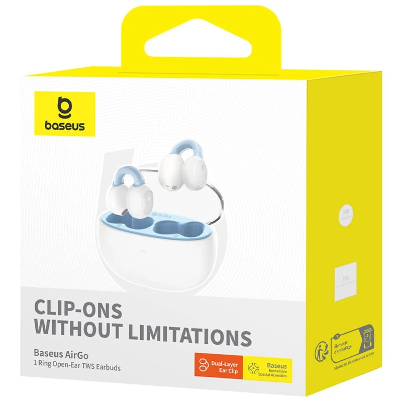 Беспроводные TWS наушники Baseus AirGo 1 Ring Open-Ear (A00069201) – Stellar White. Фото 3 из 7