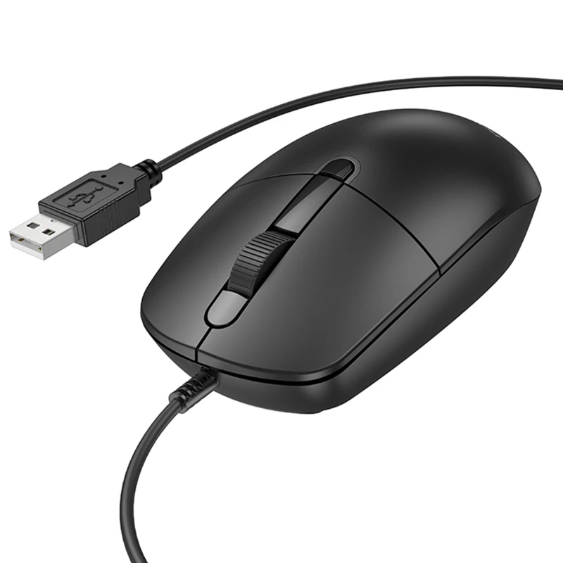 Мышь проводная Borofone BG17 Morning – Black. Фото 4 из 6