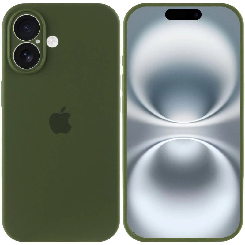 Чехол Silicone Case с защитой камеры для Apple iPhone 16 – Зеленый / Dark Olive. Фото 5 из 8