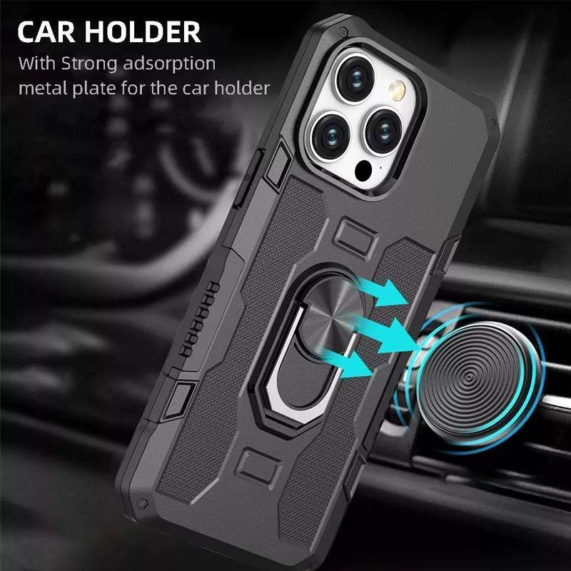 Протиударний чохол Military з підставкою-кільцем на Xiaomi Redmi 9A – Чорний. Фото 3 з 8