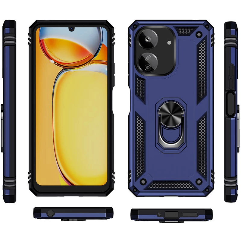 Протиударний чохол Serge Ring з кільцем на Xiaomi Redmi 13C – Темно-синій. Фото 4 з 4