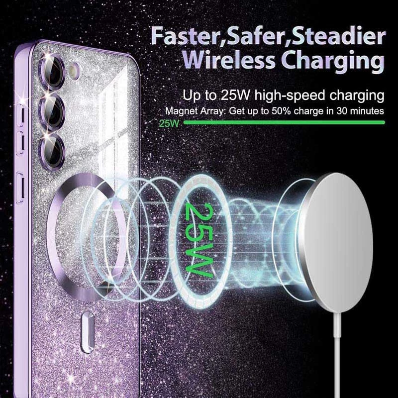 Чохол з блискітками, захисними лінзами на камеру та MagSafe на Samsung Galaxy S20 FE – Фіолетовий / Purple. Фото 2 з 3