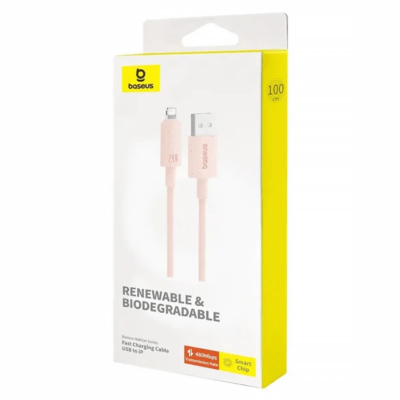 Дата кабель Baseus Habitat Series Fast Charging USB to Lightning 2.4A (2m) (P10360200) – Wheat Pink. Фото 2 з 2