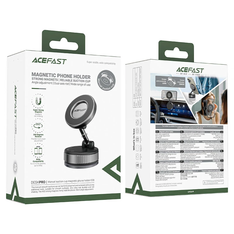 Магнітний тримач для телефону Acefast E28 Auto Fix 360° – Metal gray. Фото 6 з 6