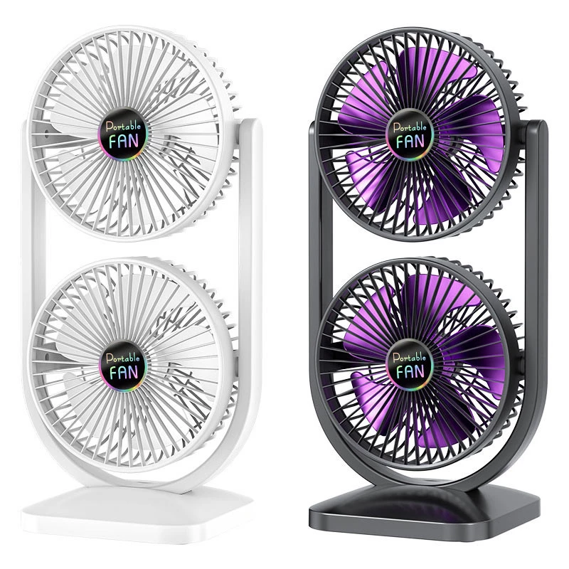 Настільний вентилятор Double head з регулюванням кута нахилу 3000 mAh фото 1 з 1