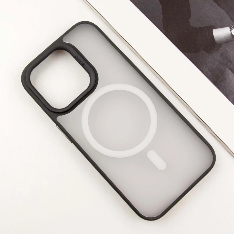 TPU+PC чохол Blueo Skin Friendly Frosted with MagSafe для Apple iPhone 16 Pro Max – Чорний / Біле кільце. Фото 2 з 5