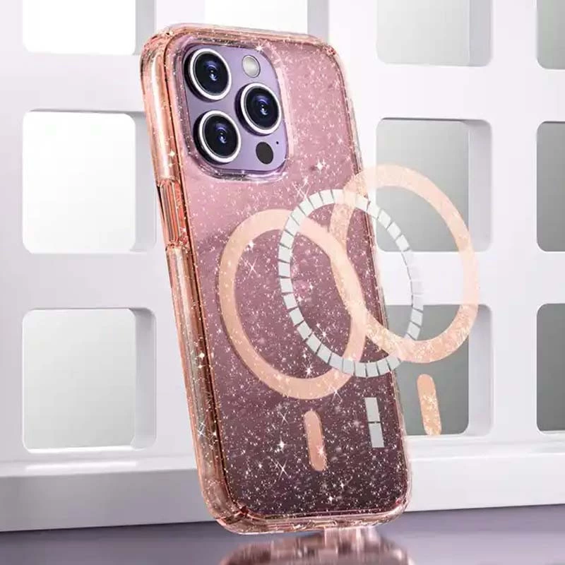 Чохол з блискітками та MagSafe на Apple iPhone 14 Pro (6.1") – Gold+Glitter. Фото 3 з 7