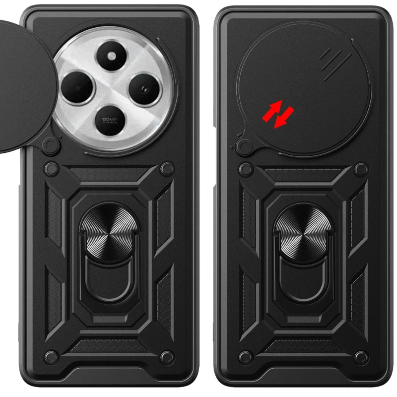 Ударопрочный чехол Ummi Camshield Serge Ring (in box) для Xiaomi Poco M7 – Черный. Фото 3 из 4