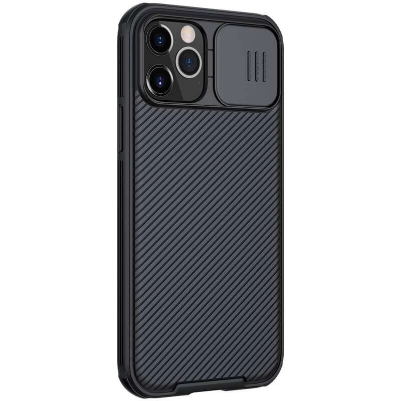 Карбоновая накладка Nillkin со шторкой для камеры для Apple iPhone 12 (6.1") – Черный / Black. Фото 3 из 5
