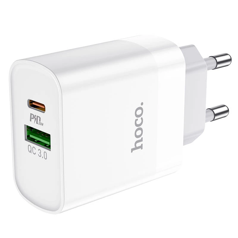 МЗП HOCO C80A Rapido PD20W+QC3.0 Type-C + USB – Білий. Фото 3 з 5