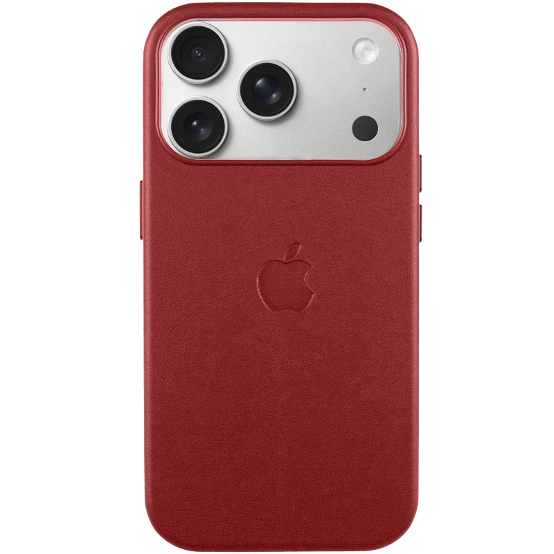 Чехол кожаный Leather Case (AA) with MagSafe and Animation для Apple iPhone 17 (6.3") – Crimson. Фото 1 из 1