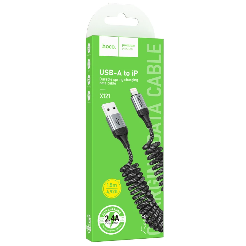 Дата кабель Hoco X121 Nuevo USB to Lightning 2.4A (1.5m) – Black. Фото 2 з 7