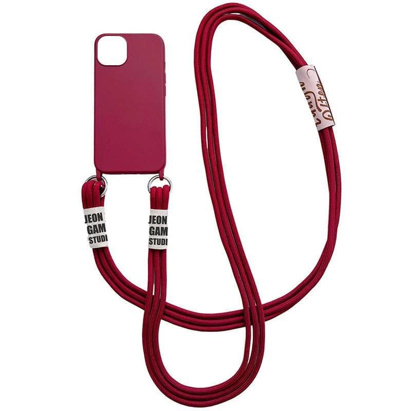 

Чехол Cord case c цветным ремешком для Apple iPhone 12 Pro Max (6.7") (Красный / Rose Red), Червоний / rose red