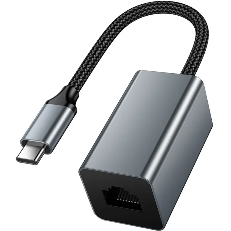 Переходник Hoco UA48 Type-C to RJ45 100 Mbs (0.15m) – Metal gray. Фото 3 из 6